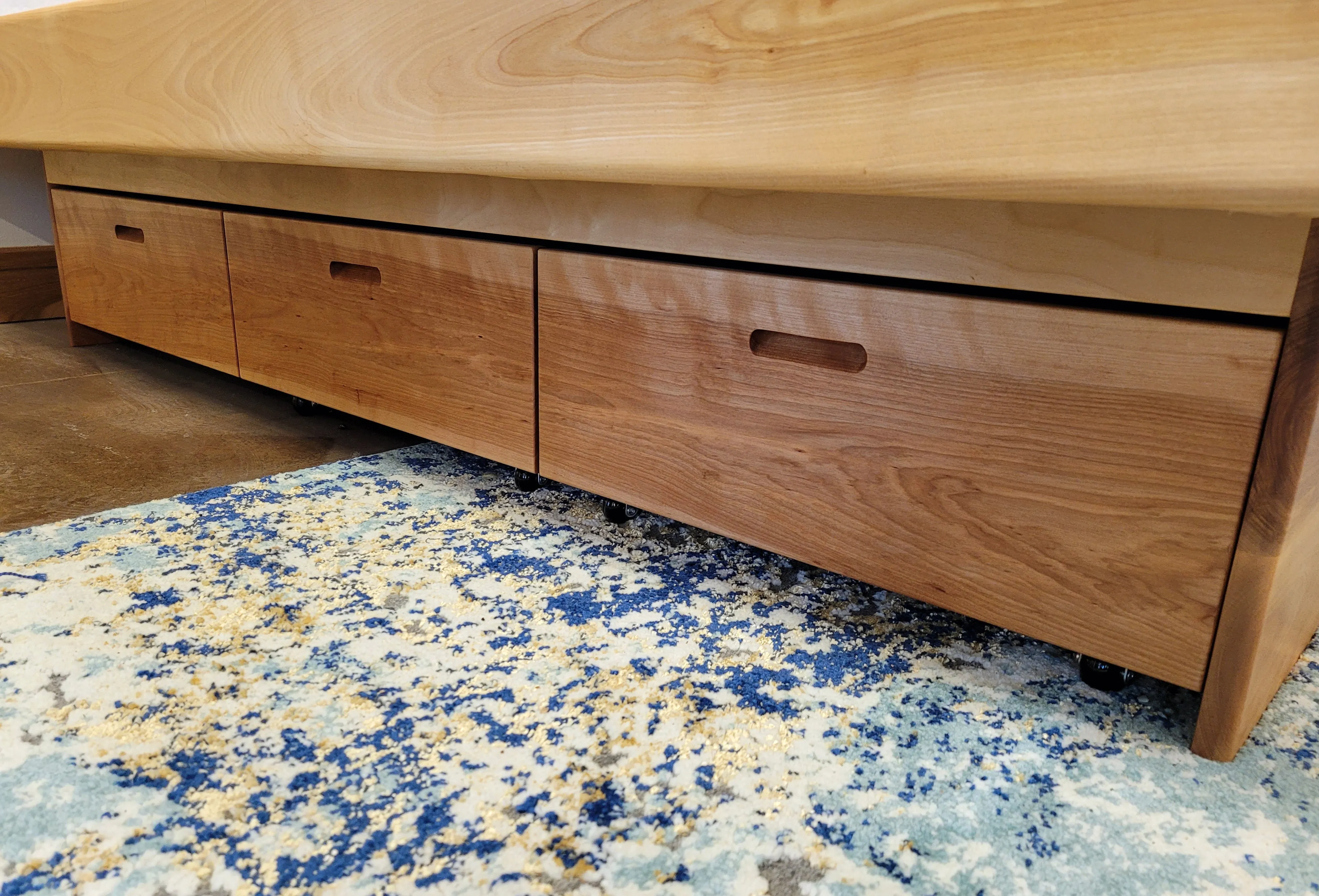 Platform Pedestal Bed with Slope Headboard, Nightstands, and Under-Bed Drawers