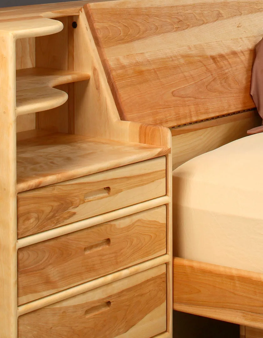 Platform Pedestal Bed with Slope Headboard, Nightstands, and Under-Bed Drawers