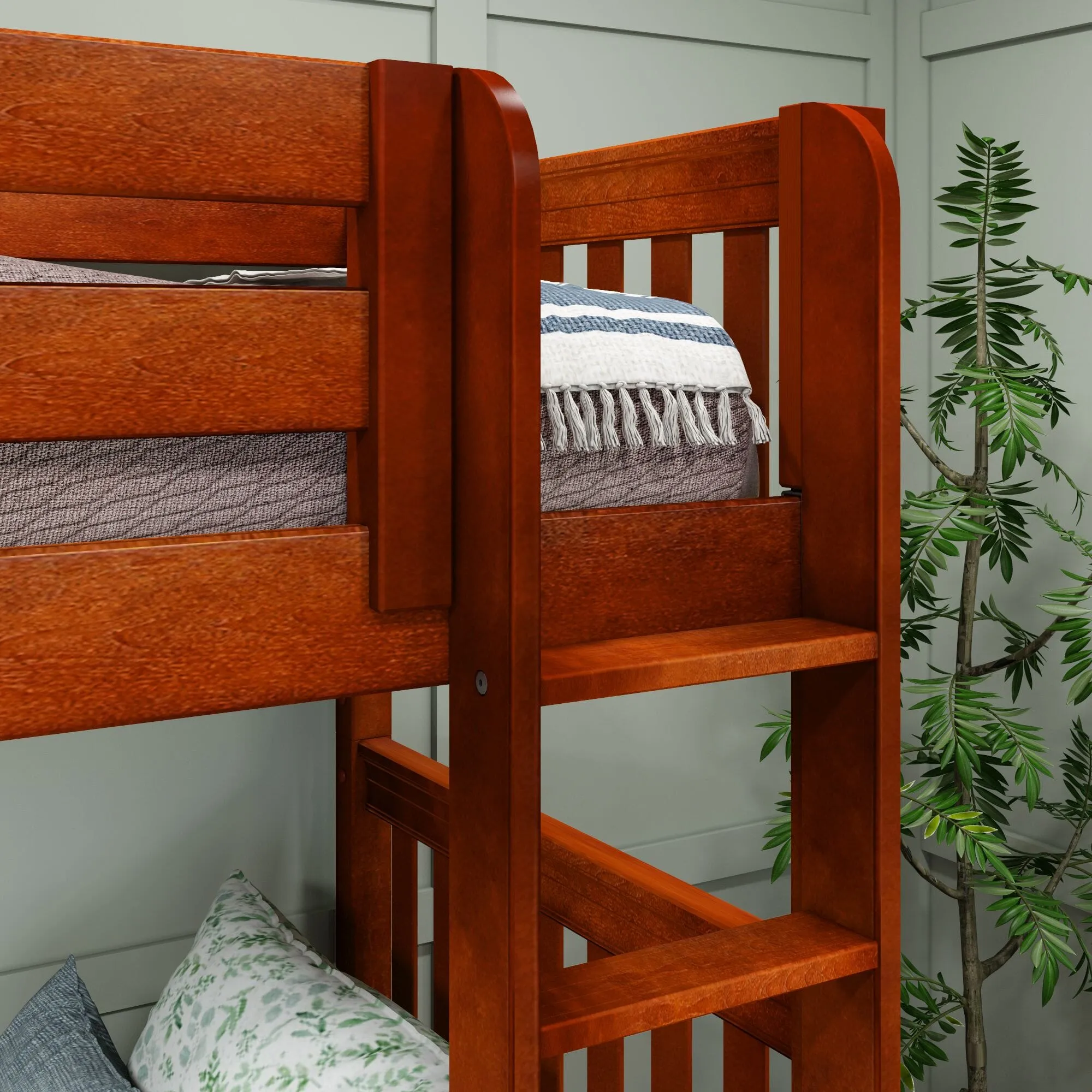 Queen   Twin XL High Corner Bunk with Straight Ladders on Front