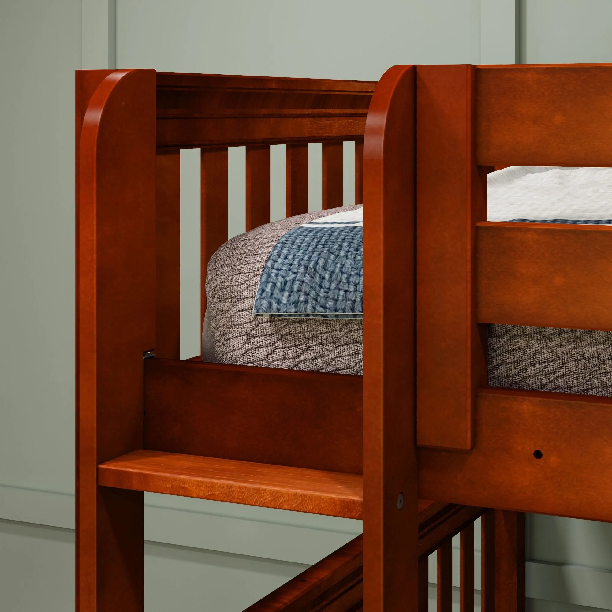 Queen   Twin XL High Corner Bunk with Straight Ladders on Front