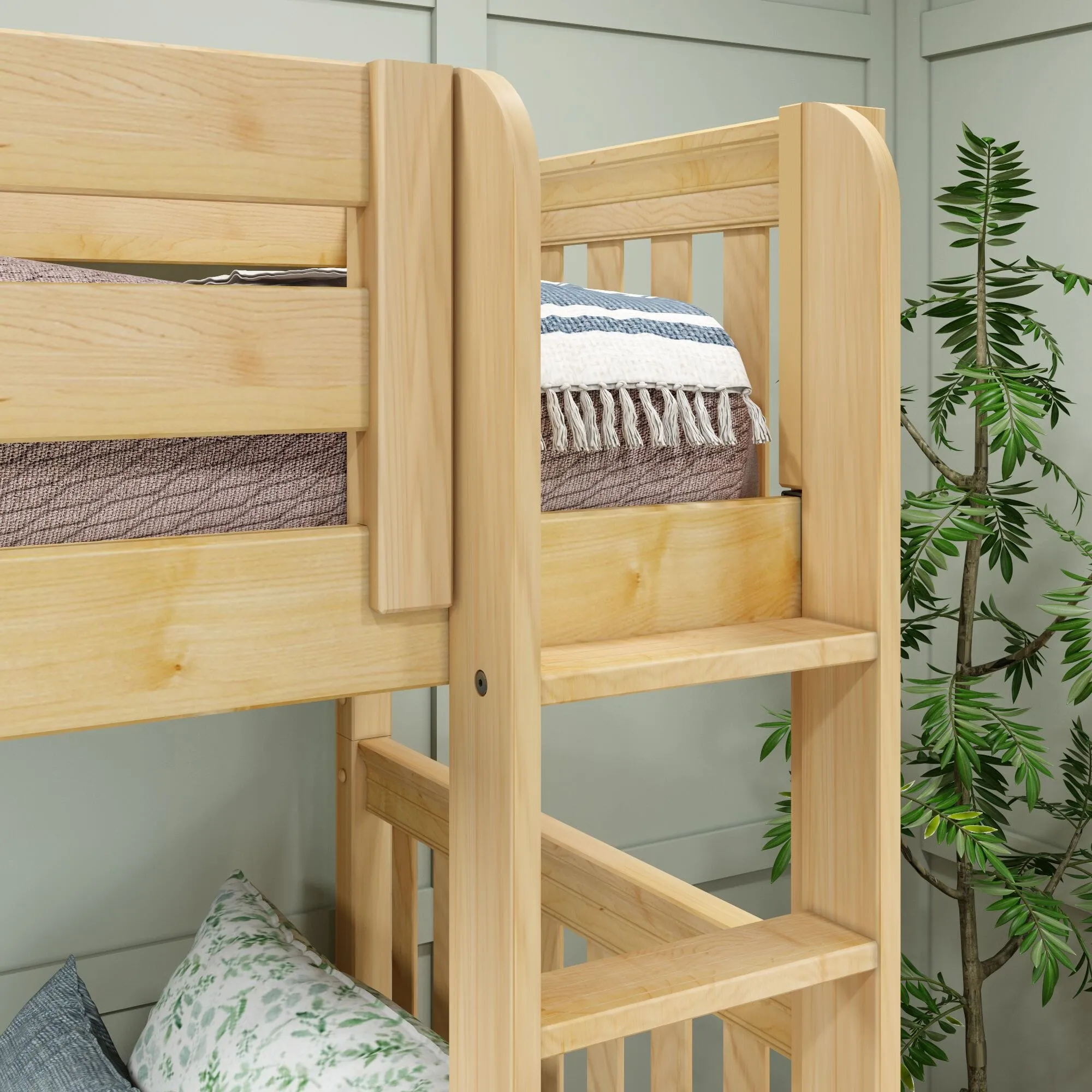 Queen   Twin XL High Corner Bunk with Straight Ladders on Front