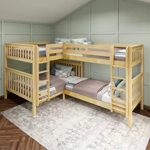 Queen   Twin XL High Corner Bunk with Straight Ladders on Front