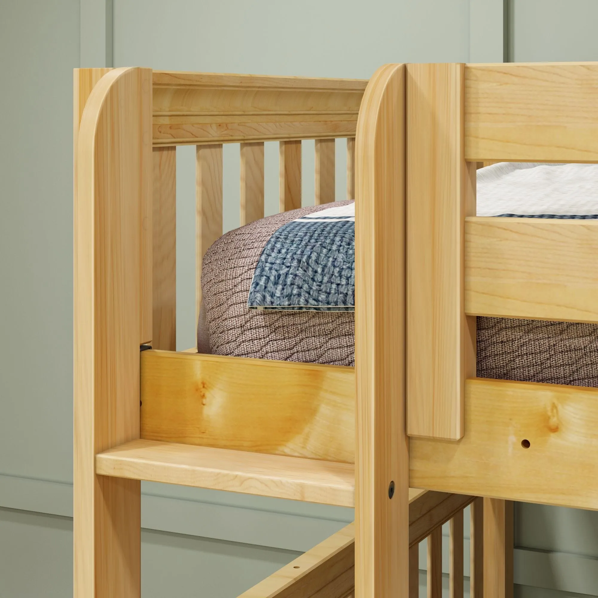 Queen   Twin XL High Corner Bunk with Straight Ladders on Front