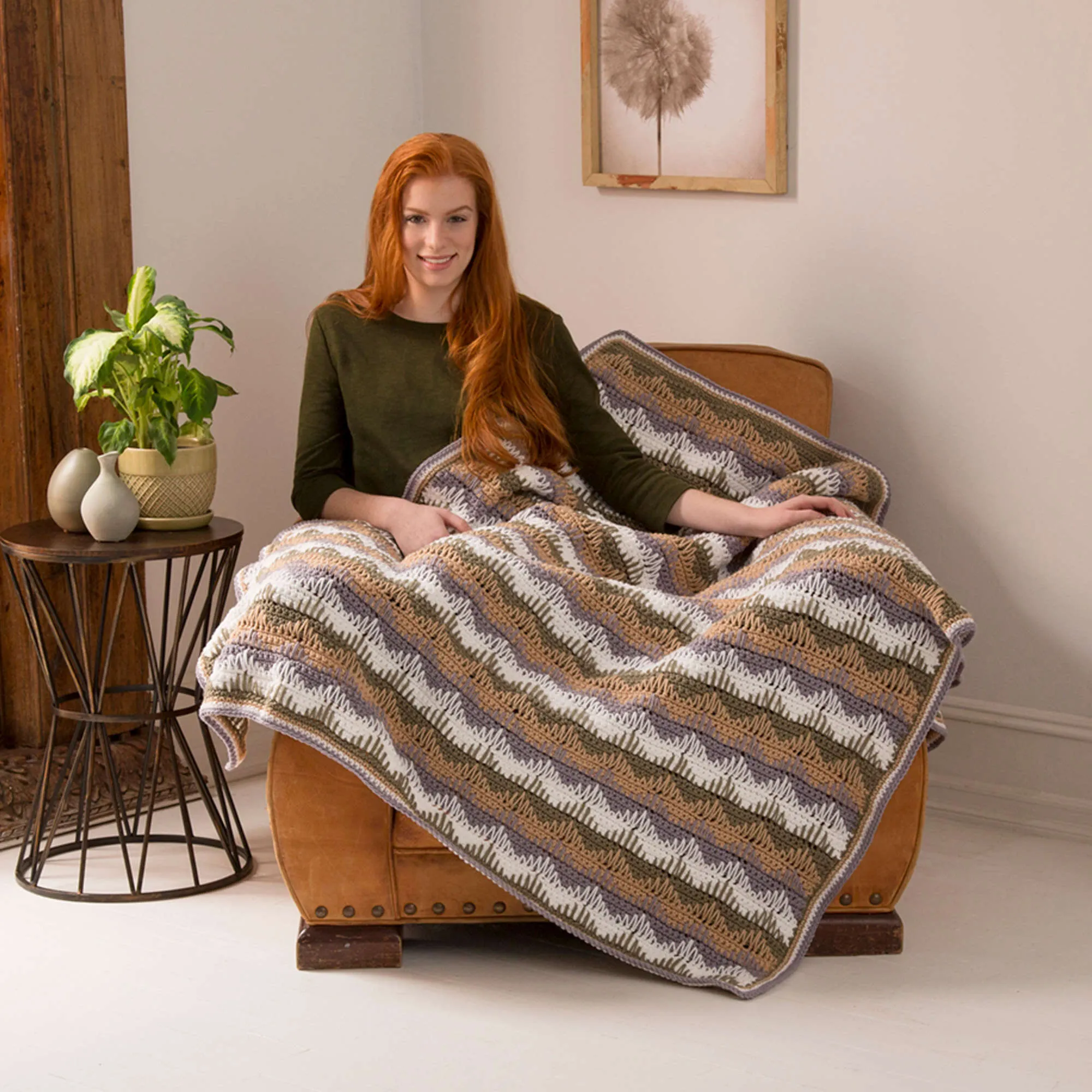 Red Heart Crochet Unexpected Waves Throw