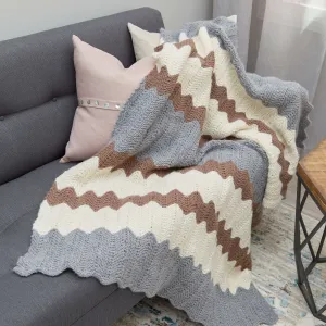 Red Heart Knit Calming Colors Chevron Throw