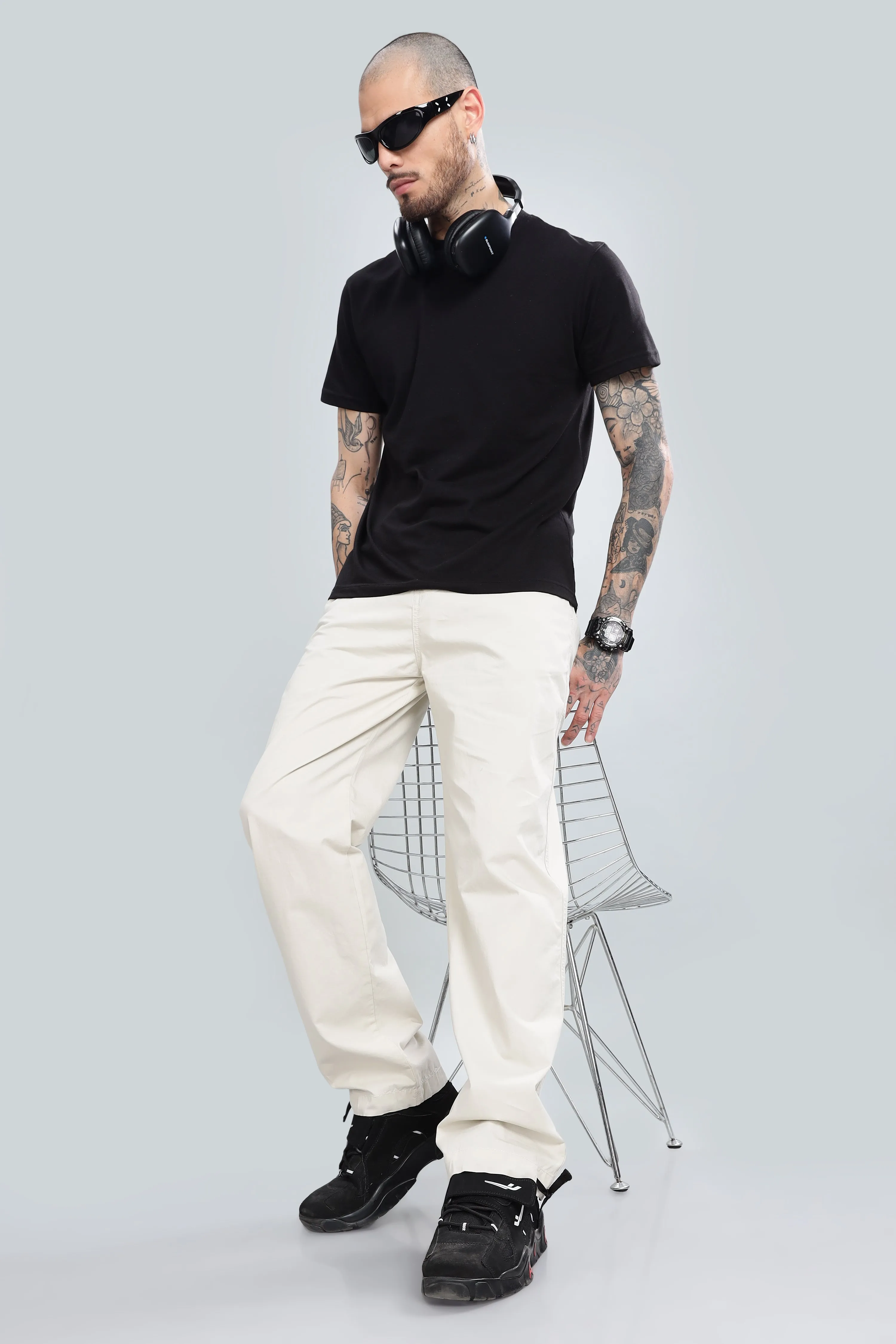 SAINTJONES CREAM STRAIGHT PANTS.