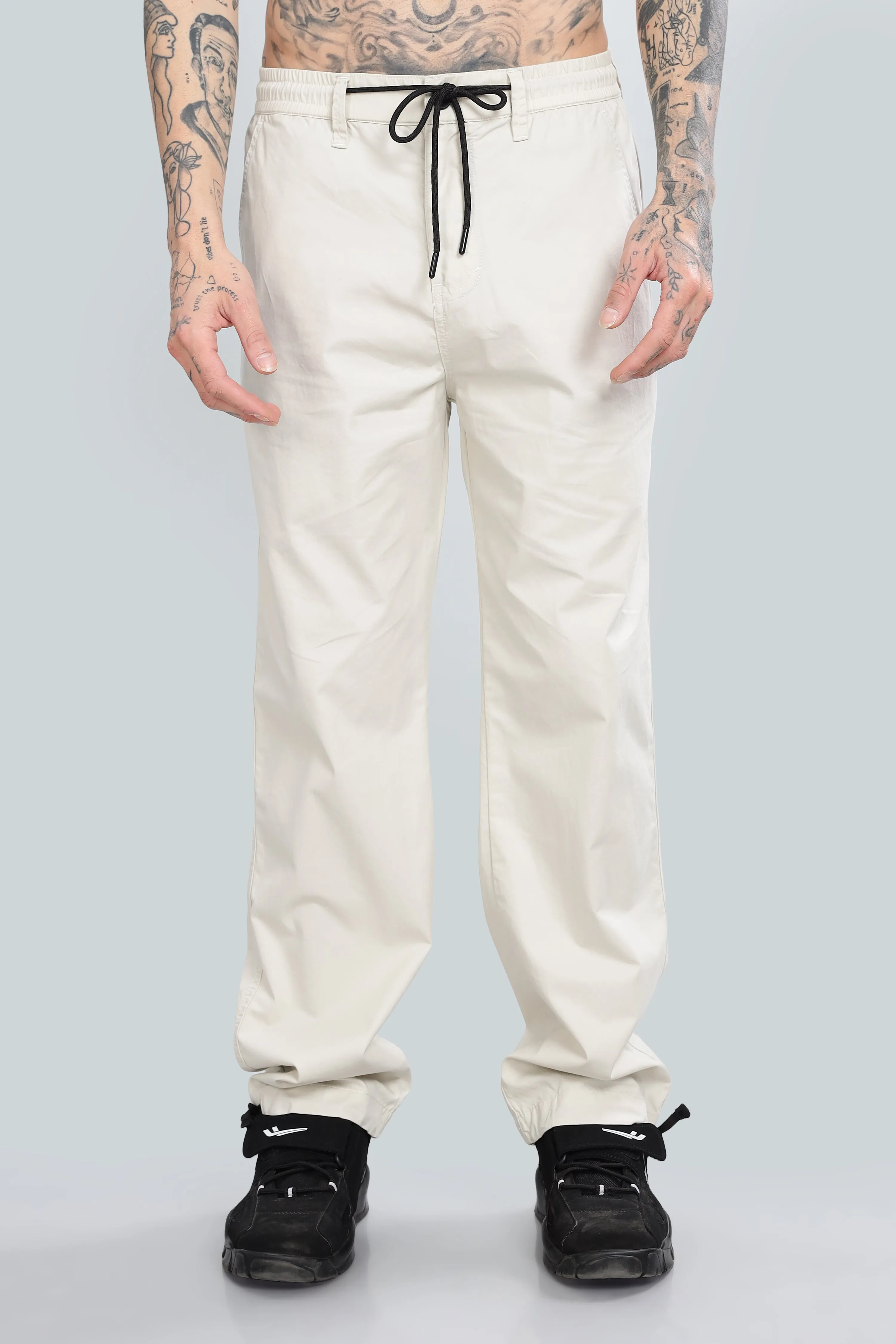 SAINTJONES CREAM STRAIGHT PANTS.
