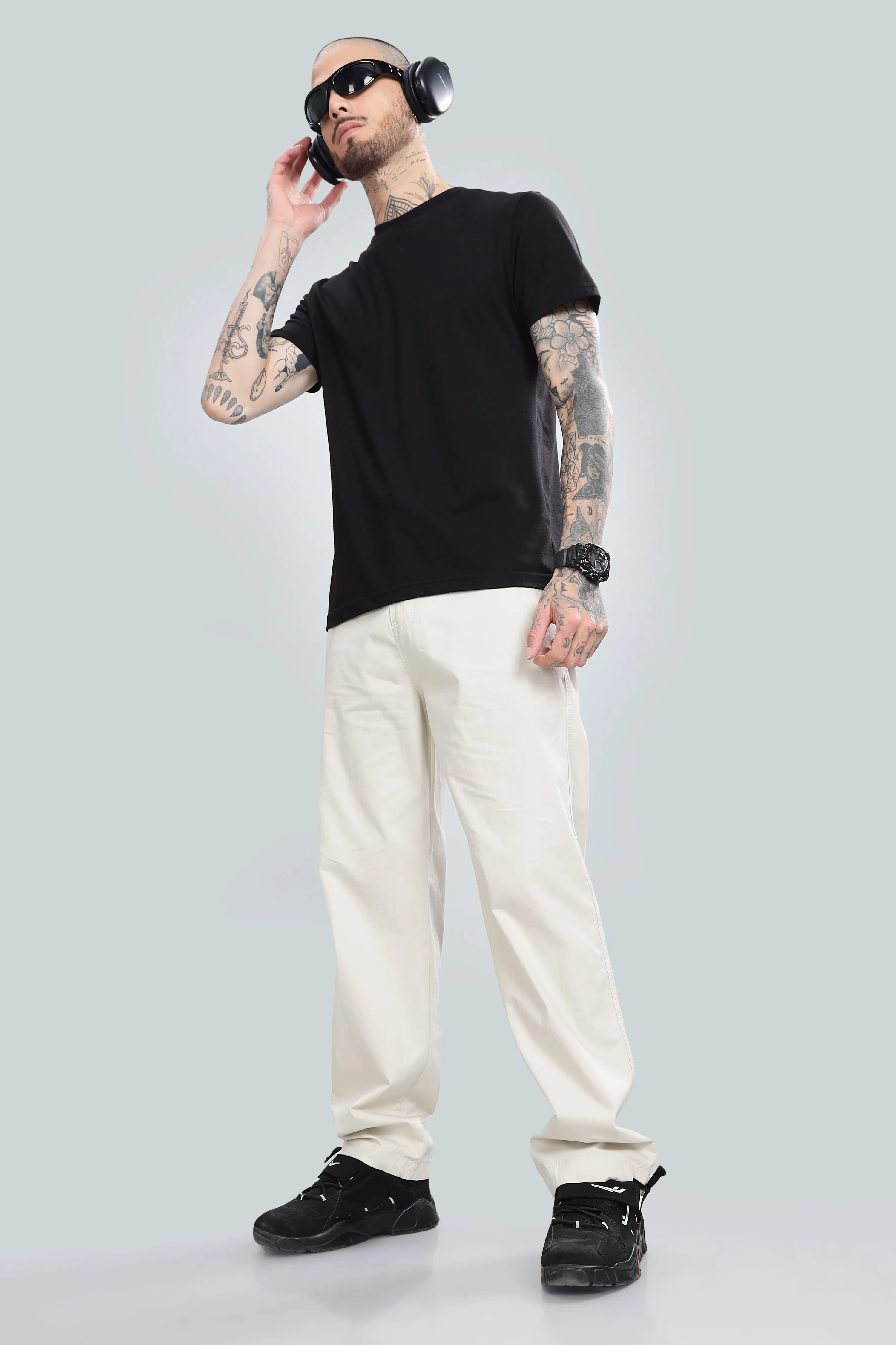 SAINTJONES CREAM STRAIGHT PANTS.