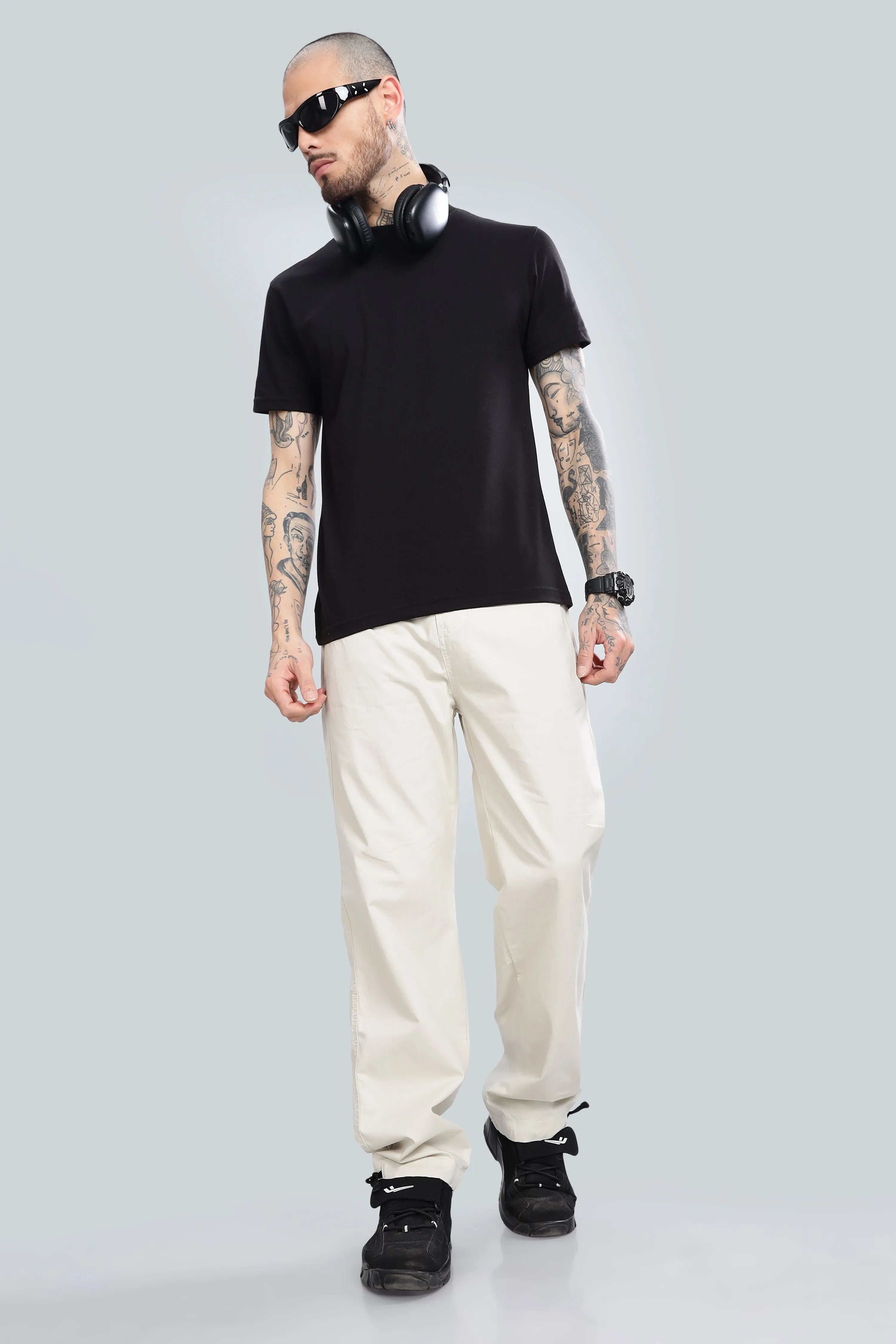 SAINTJONES CREAM STRAIGHT PANTS.