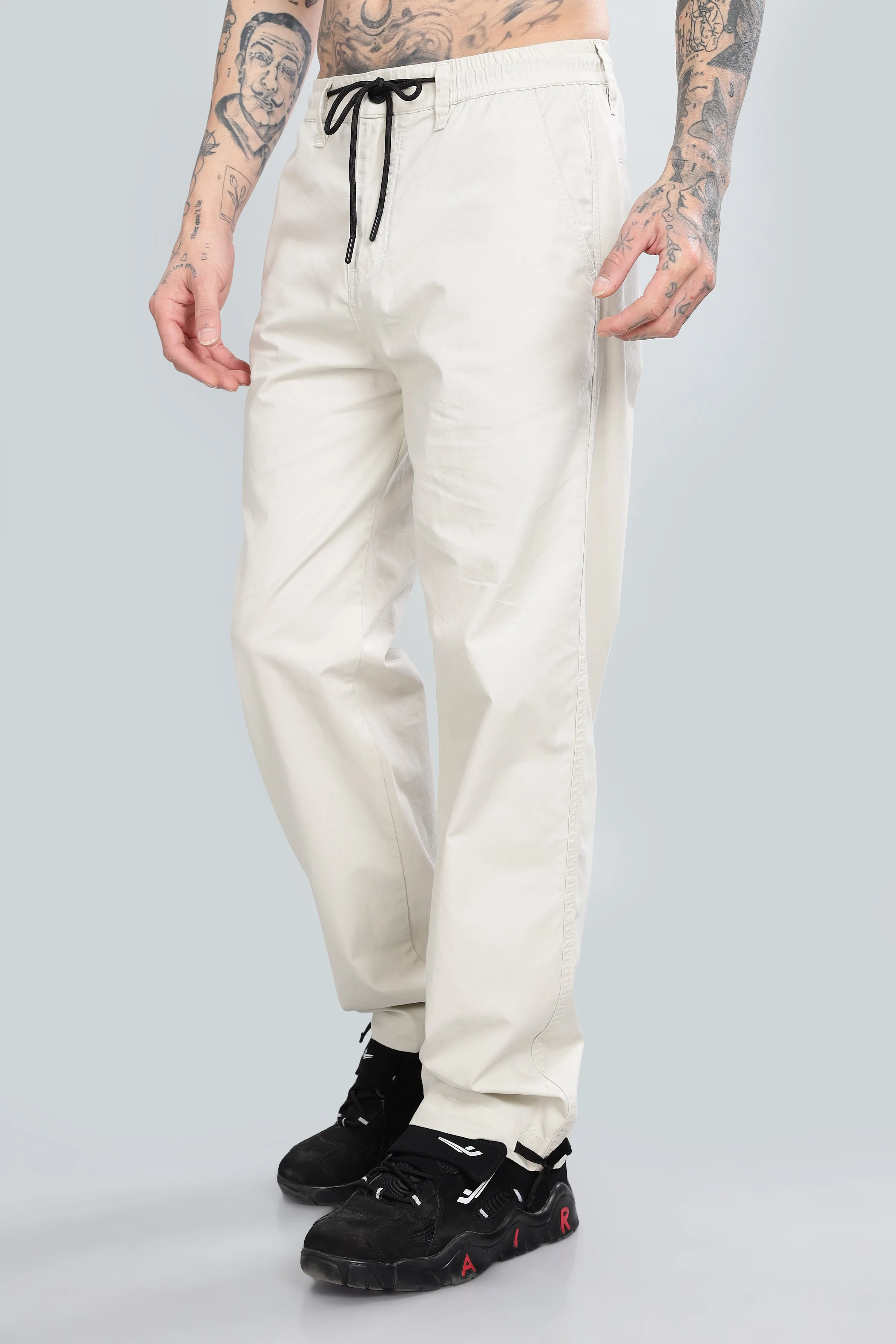 SAINTJONES CREAM STRAIGHT PANTS.