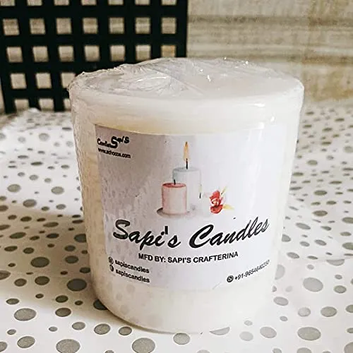 Sapi'S Scented Pure Wax Big Pillar Candles | Home Decorative Candles | Diwali Candles | Birthday Candles | Valentines Day | Aroma | 150 Hours Burn | (6x3,3x3,3x3 Inches) Pack of 3 (White)