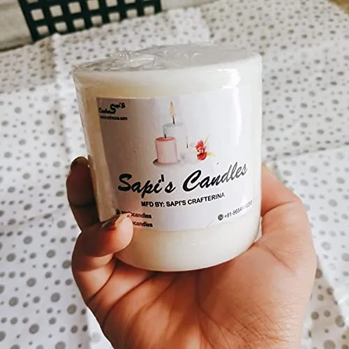 Sapi'S Scented Pure Wax Big Pillar Candles | Home Decorative Candles | Diwali Candles | Birthday Candles | Valentines Day | Aroma | 150 Hours Burn | (6x3,3x3,3x3 Inches) Pack of 3 (White)