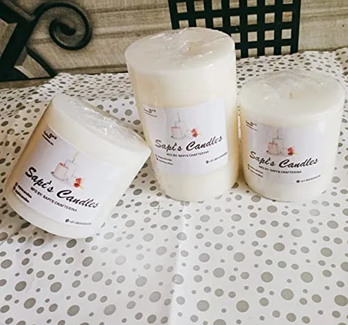 Sapi'S Scented Pure Wax Big Pillar Candles | Home Decorative Candles | Diwali Candles | Birthday Candles | Valentines Day | Aroma | 150 Hours Burn | (6x3,3x3,3x3 Inches) Pack of 3 (White)