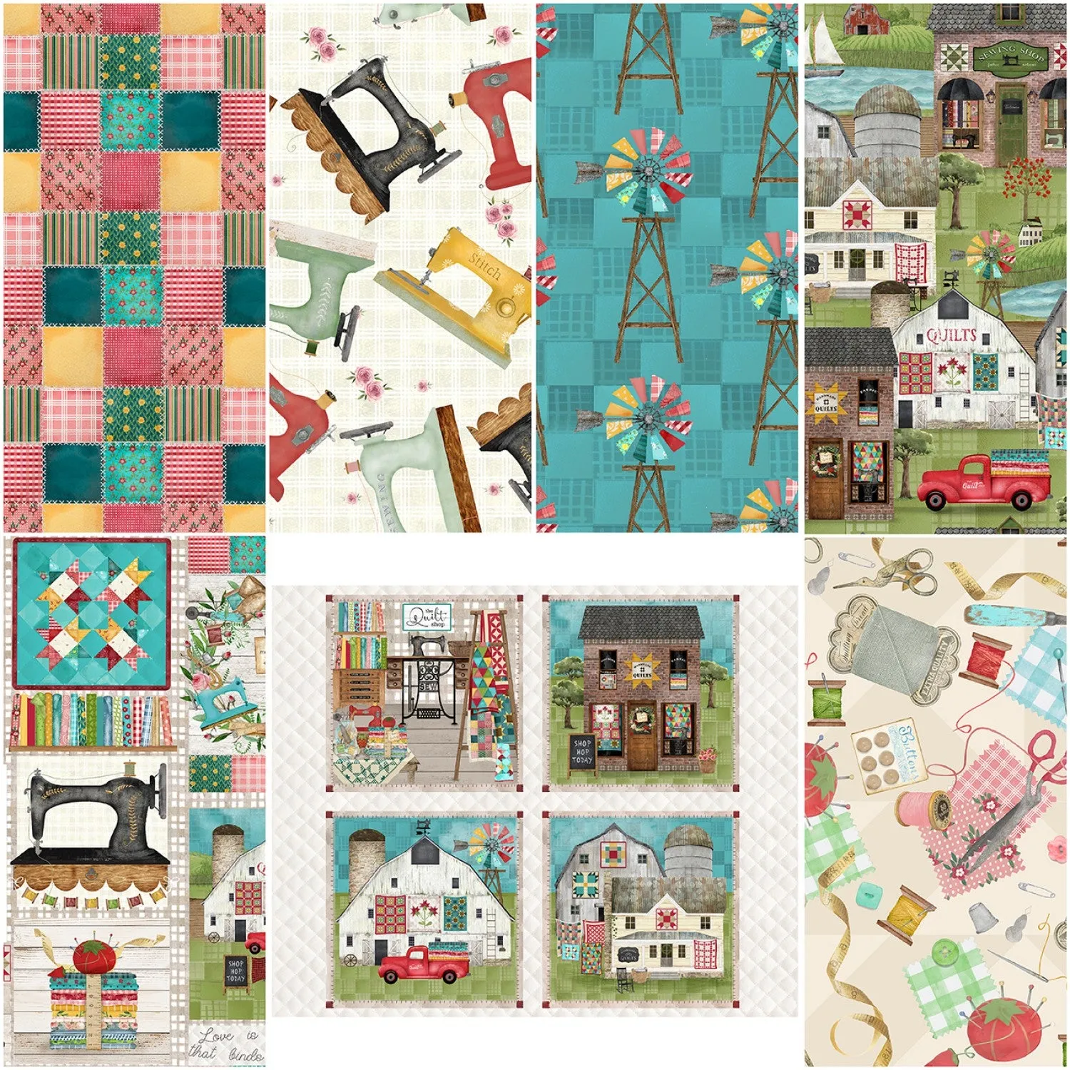 Shop Hop - 1 Yard Panel by Beth Albert for 3 Wishes