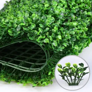 TAVASYA Artificial Wall Grass Mat_Wall Decor Hedge Leaf Mat for Vertical Garden_Home_Wall_Balcony_Backdrop Decoration_Dark Green_60 X 40 X 3 cm_Pack of 4 with 50 Tags and 1 Blade OH2