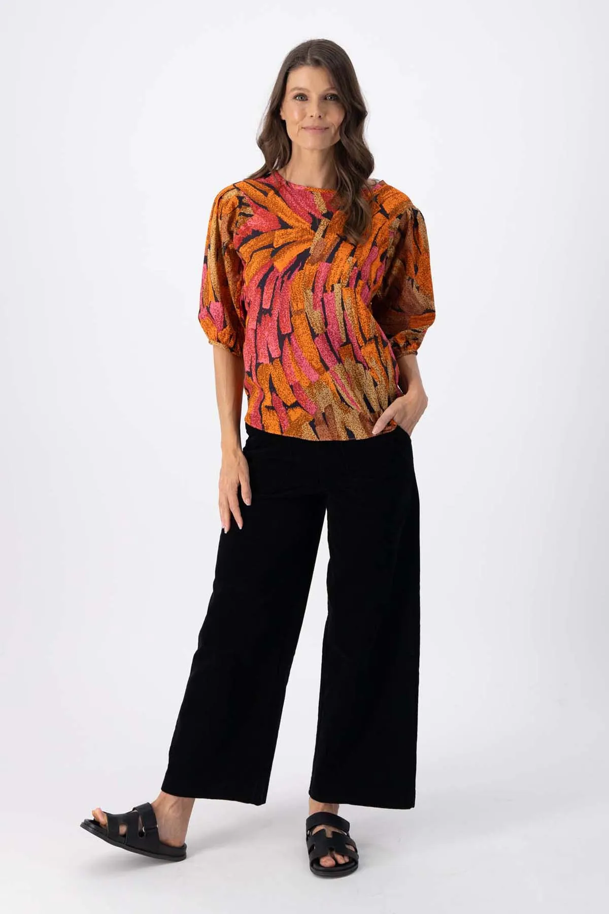 Vivant Blouse Orange in Seersucker