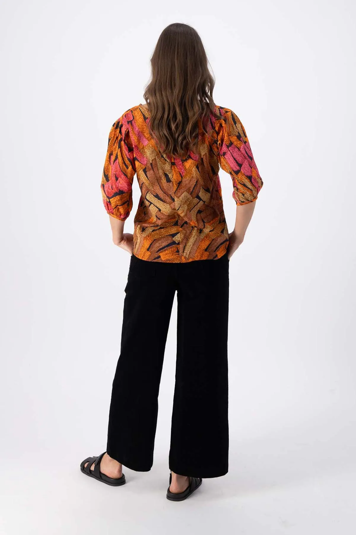 Vivant Blouse Orange in Seersucker