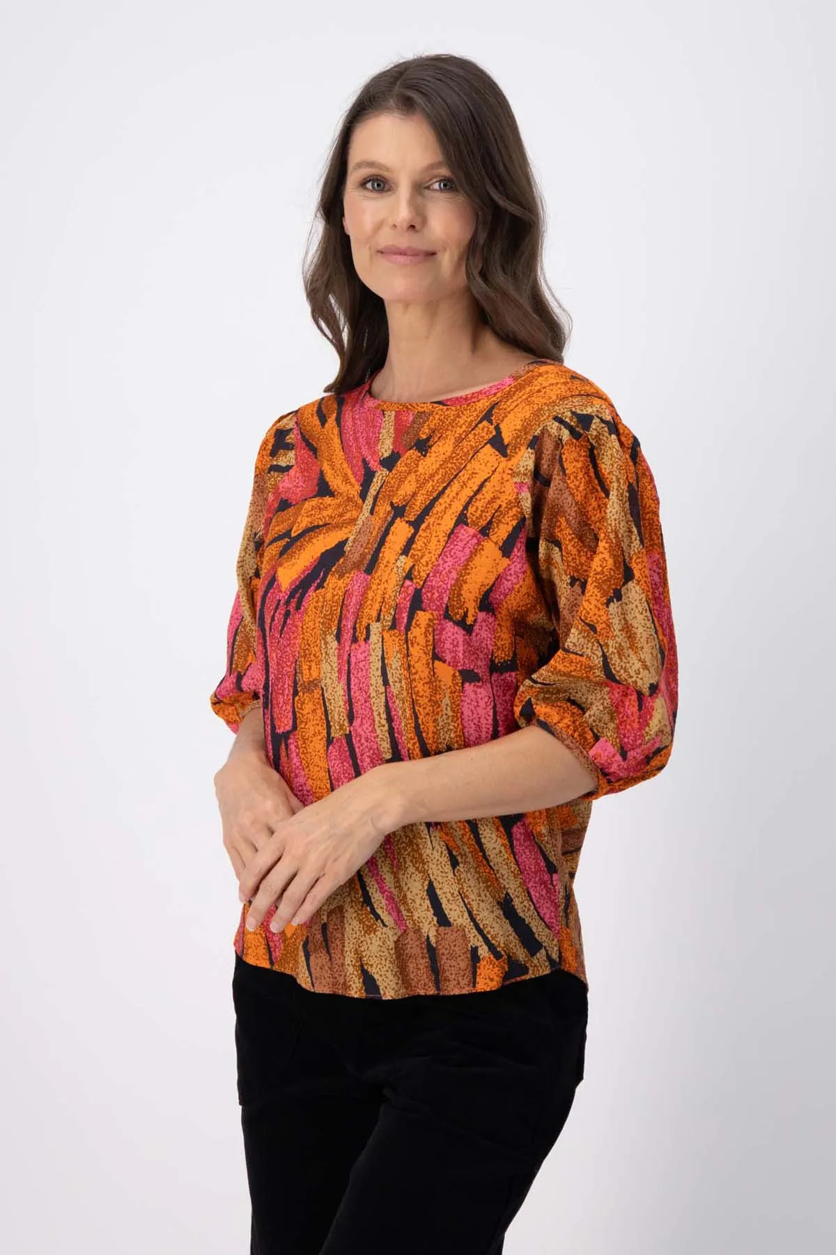 Vivant Blouse Orange in Seersucker