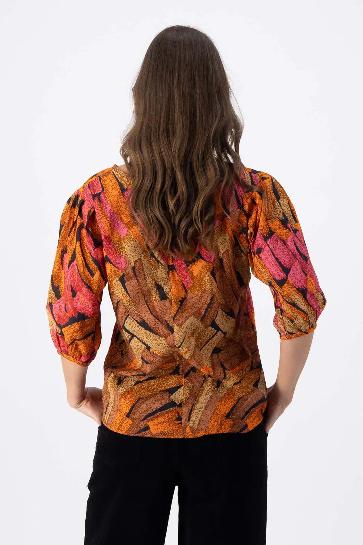 Vivant Blouse Orange in Seersucker
