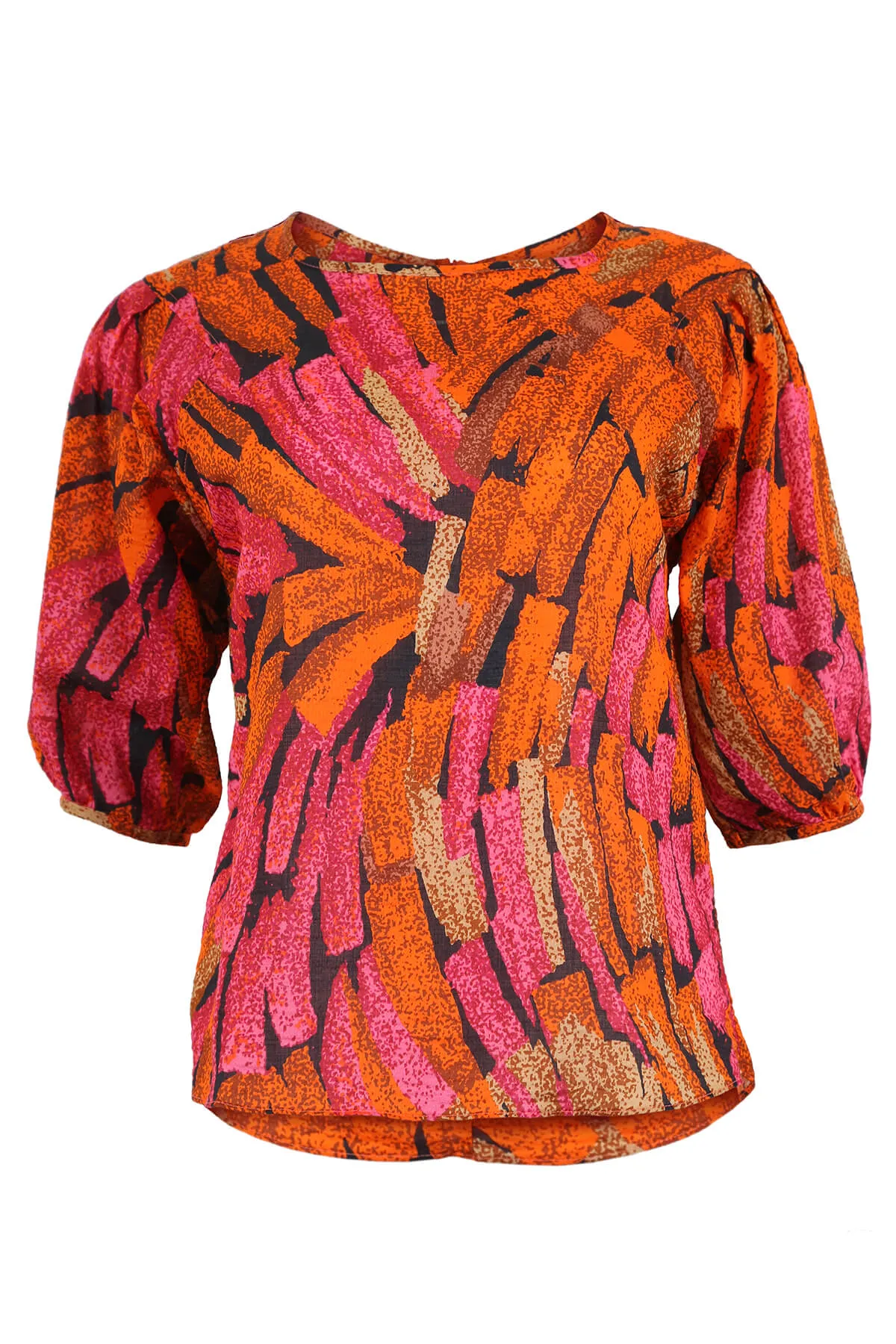 Vivant Blouse Orange in Seersucker