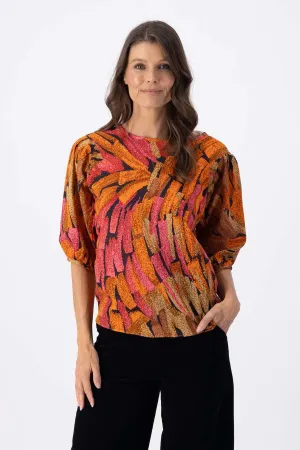 Vivant Blouse Orange in Seersucker