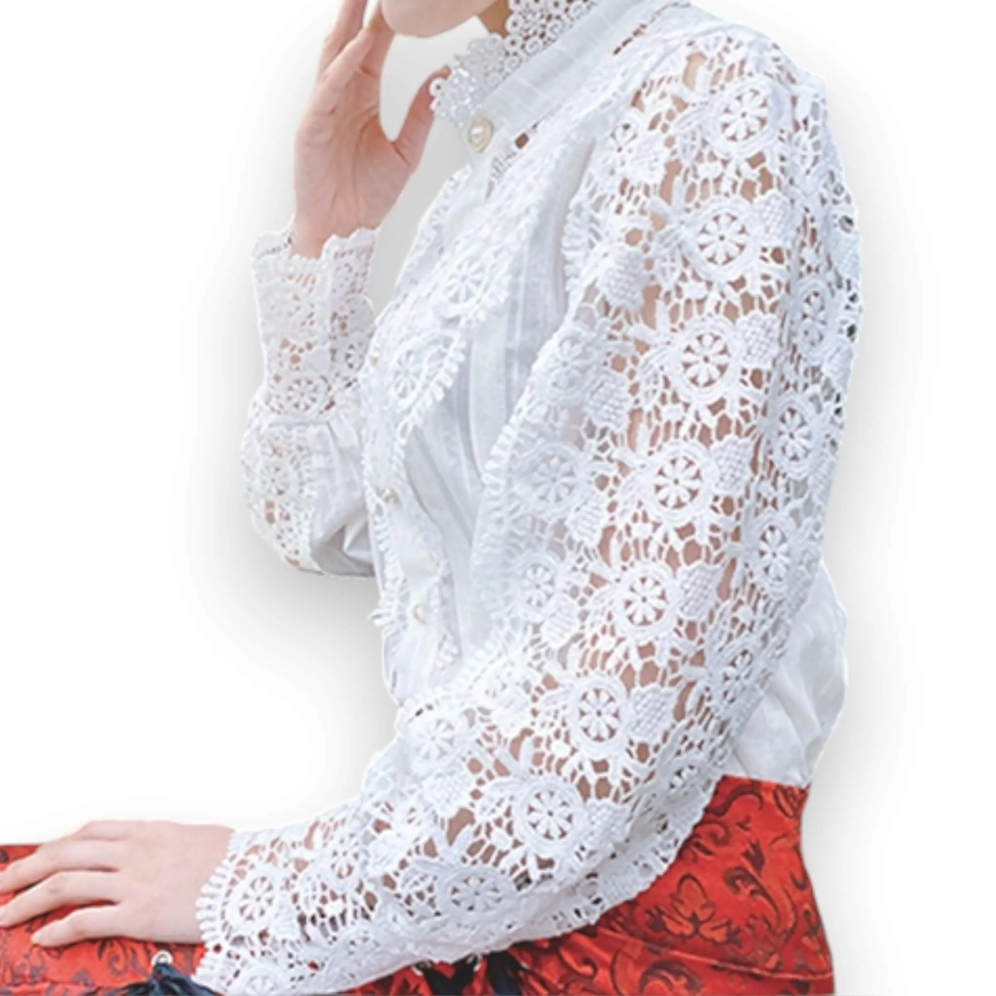 White Victorian Button Down Blouse